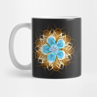 Abstract turquoise golden flower Mug